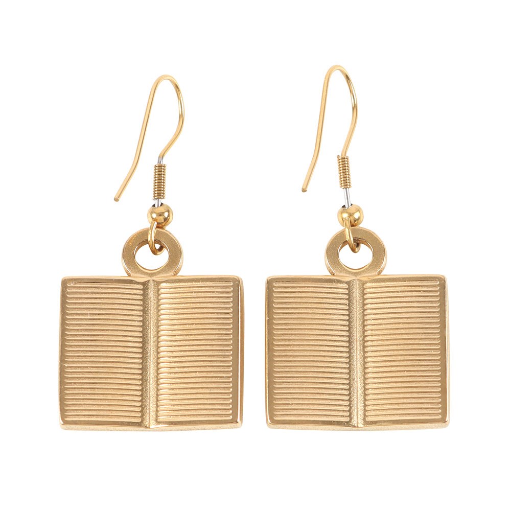Book Worm Stainless Steel Earrings