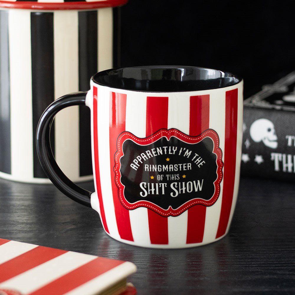 Red Striped Ringmaster Mug - Mug - The Dark Rose Emporium