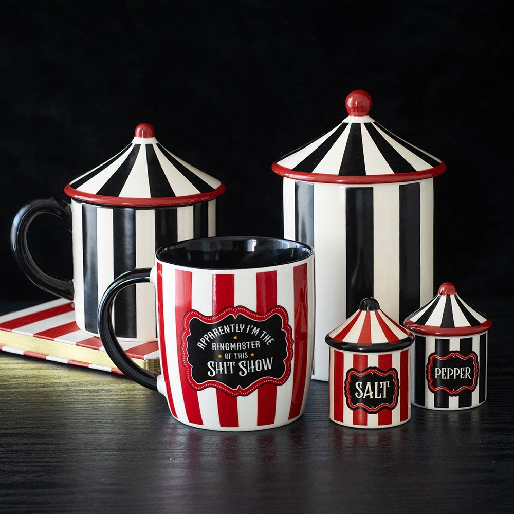 Red Striped Ringmaster Mug - Mug - The Dark Rose Emporium