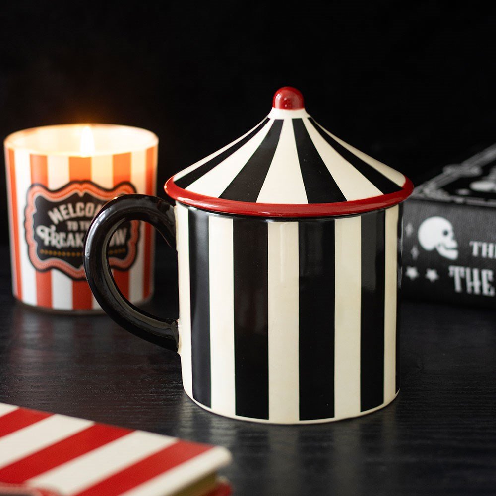 Black Striped Circus Tent Mug - Mug - The Dark Rose Emporium