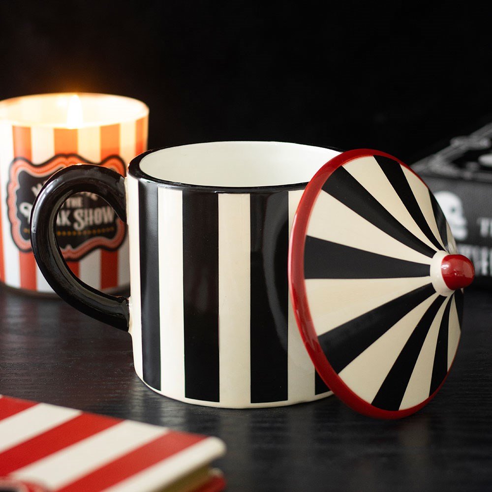 Black Striped Circus Tent Mug - Mug - The Dark Rose Emporium
