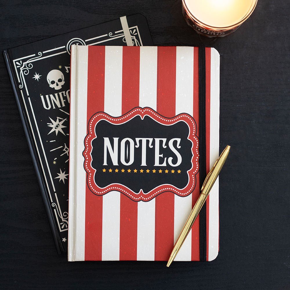 Red Circus Stripe A5 Notebook - Notepad - The Dark Rose Emporium