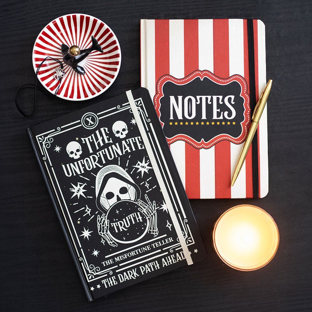 Red Circus Stripe A5 Notebook - Notepad - The Dark Rose Emporium