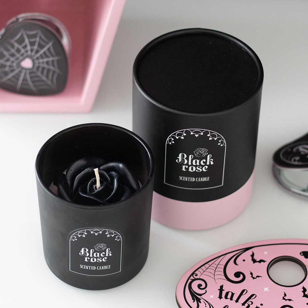 Black Rose Scented Candle With 3D Roses
