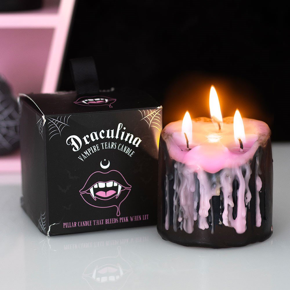 Small Pink Vampire Tears Pillar Candle - Candle - The Dark Rose Emporium