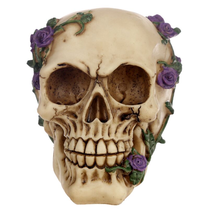 Skull & Bones With Purple Roses