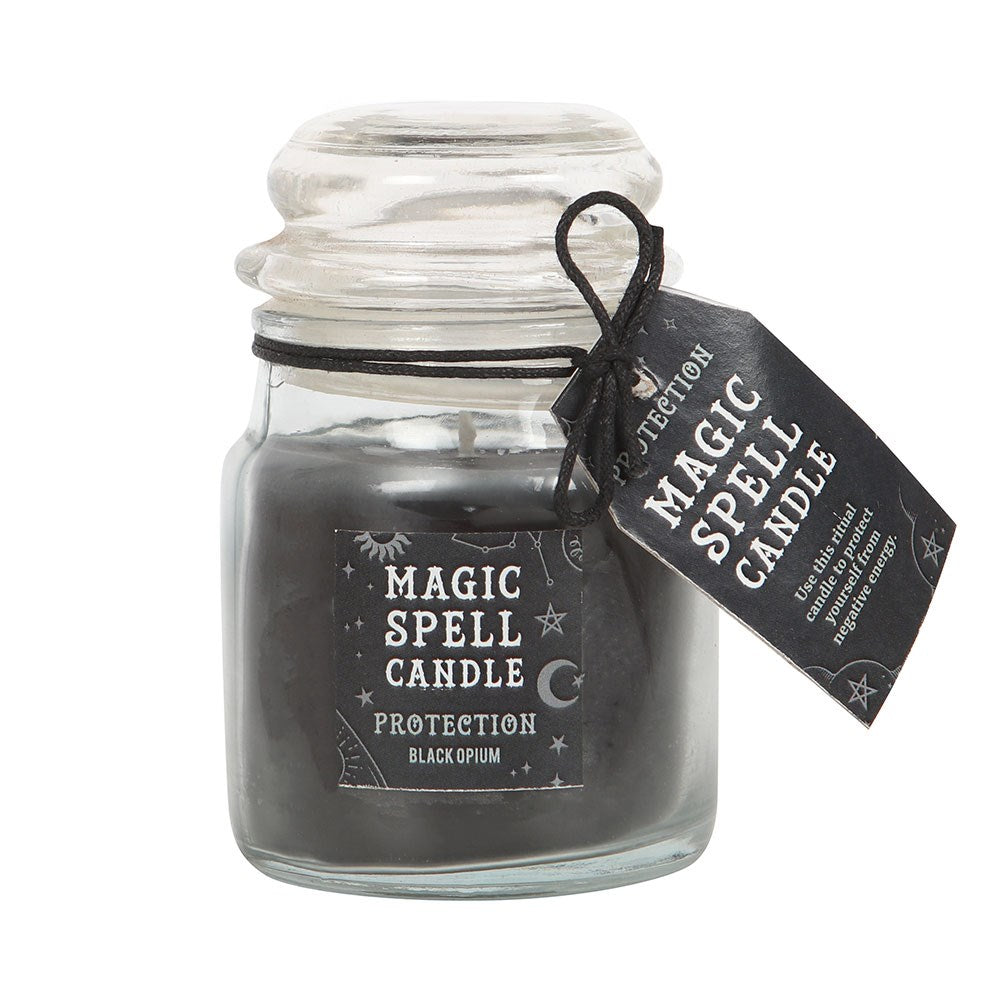 Protection Black Opium Spell Candle In Glass Jar