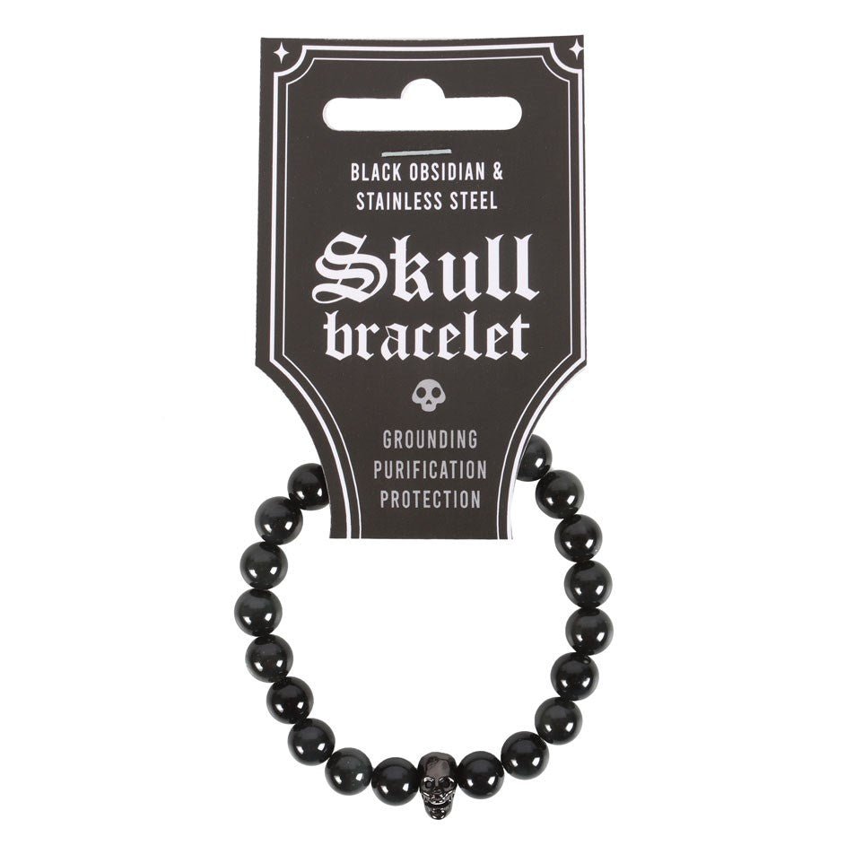 Black Obsidian Skull Bracelet - Bracelet - The Dark Rose Emporium