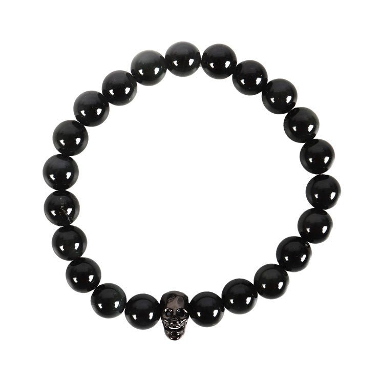 Black Obsidian Skull Bracelet - Bracelet - The Dark Rose Emporium