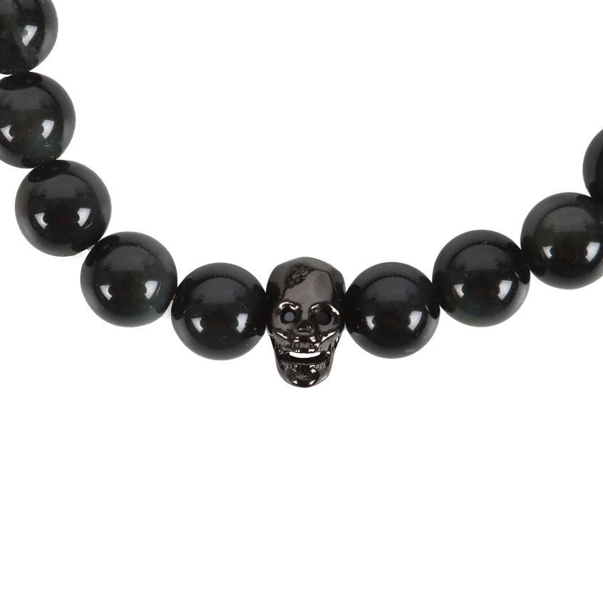 Black Obsidian Skull Bracelet - Bracelet - The Dark Rose Emporium