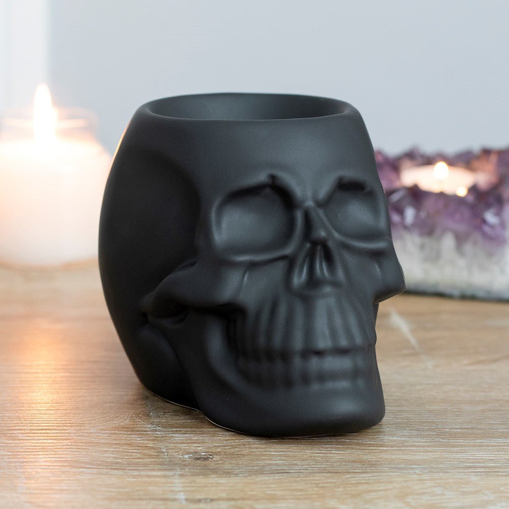 Black Skull Oil Burner - Oil Burner - The Dark Rose Emporium