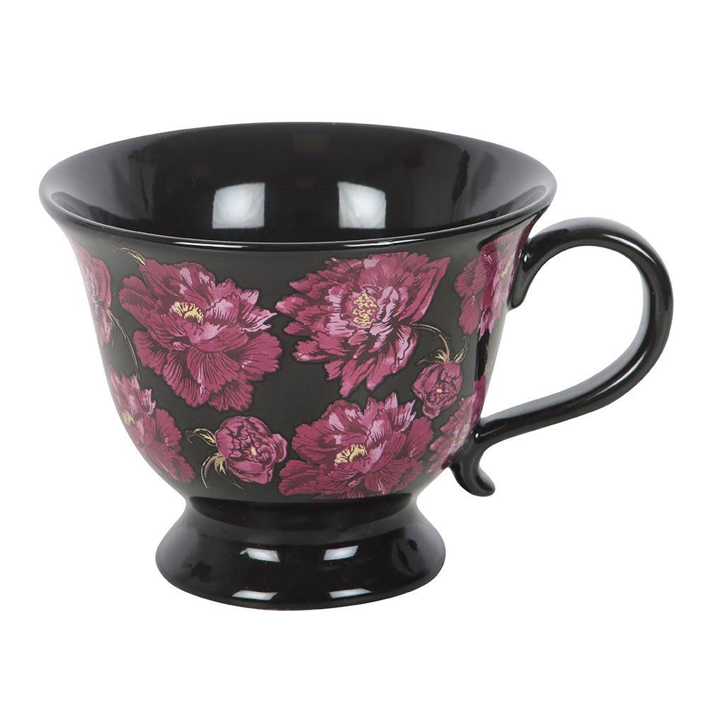 Dark Romance Floral Print Teacup - Mug - The Dark Rose Emporium