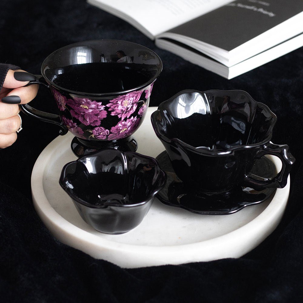 Dark Romance Floral Print Teacup - Mug - The Dark Rose Emporium