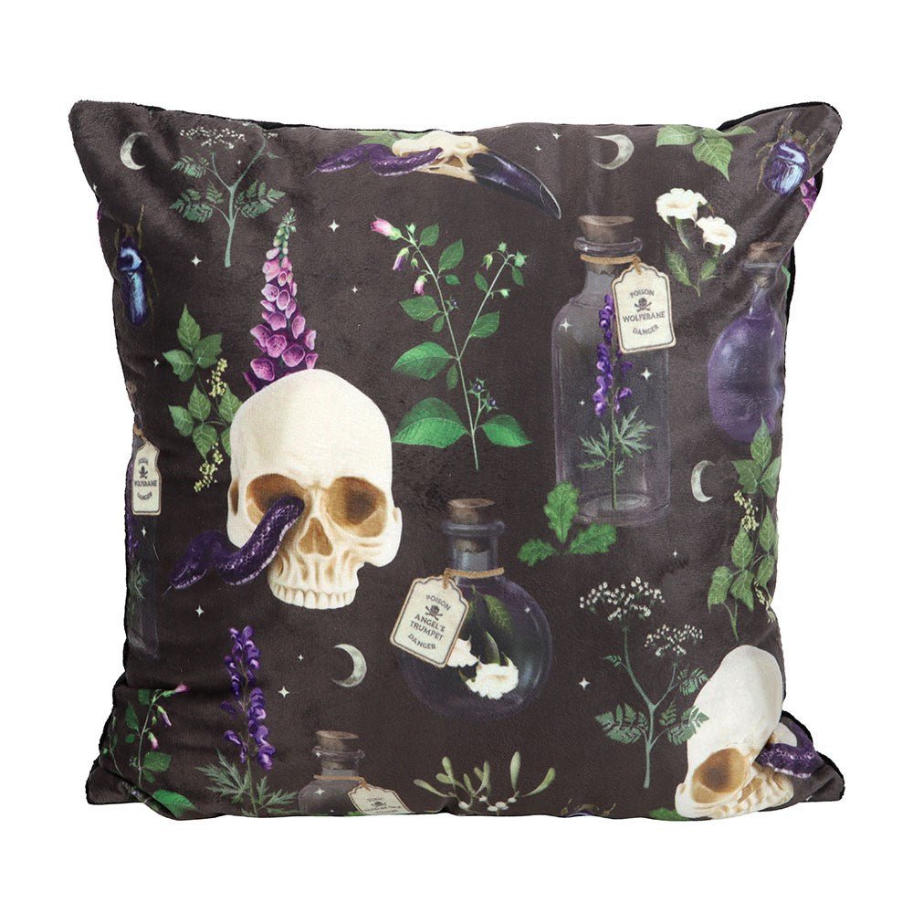 35cm Square Venom & Vines Print Cushion - Cushion - The Dark Rose Emporium