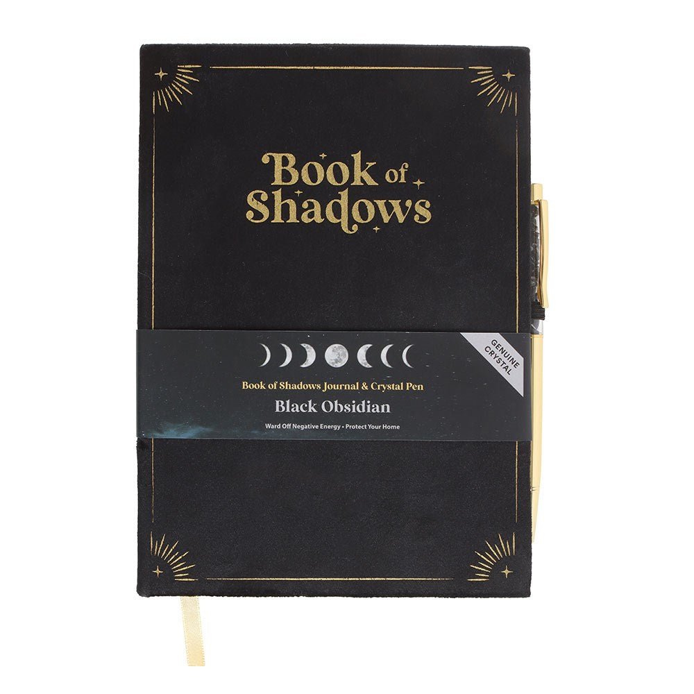 Book of Shadows Journal with Black Obsidian Crystal Pen - Notepad - The Dark Rose Emporium