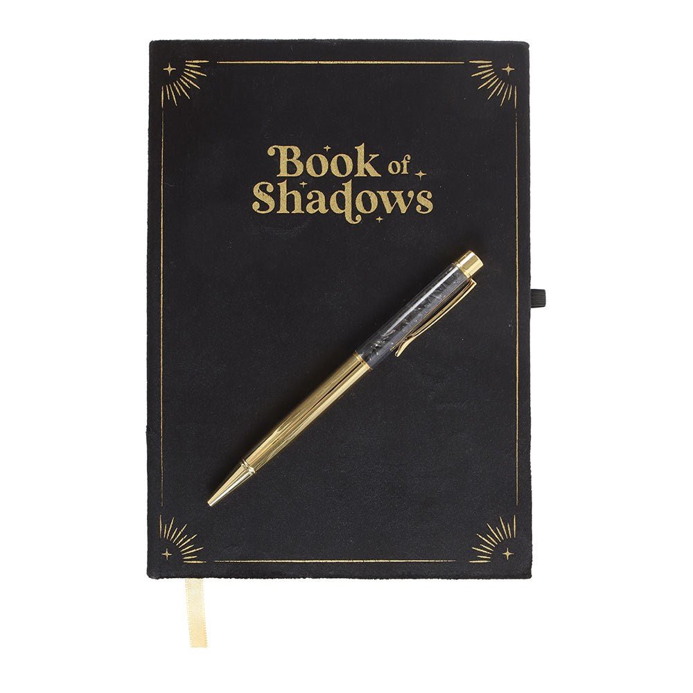 Book of Shadows Journal with Black Obsidian Crystal Pen - Notepad - The Dark Rose Emporium
