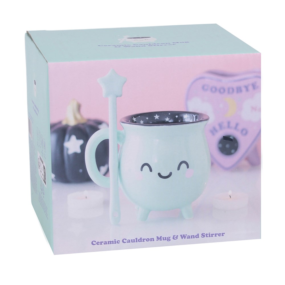 Candy Cauldron Mint Green Cauldron Mug with Wand Stirrer