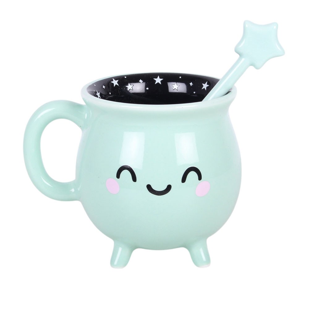 Candy Cauldron Mint Green Cauldron Mug with Wand Stirrer
