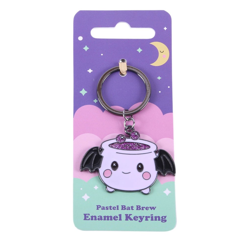 Candy Cauldron Bat Wing Cauldron Glitter Enamel Keyring